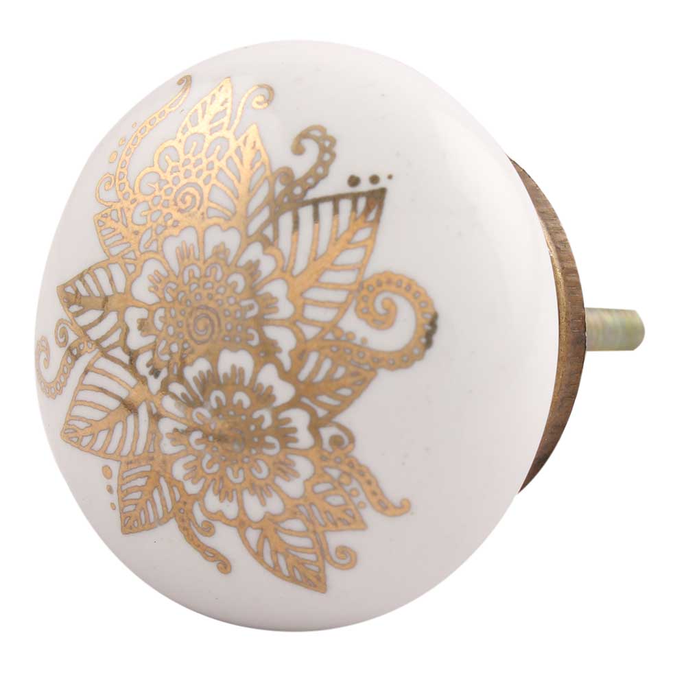Golden Calliopsis Flower Flat Ceramic Dresser Knob